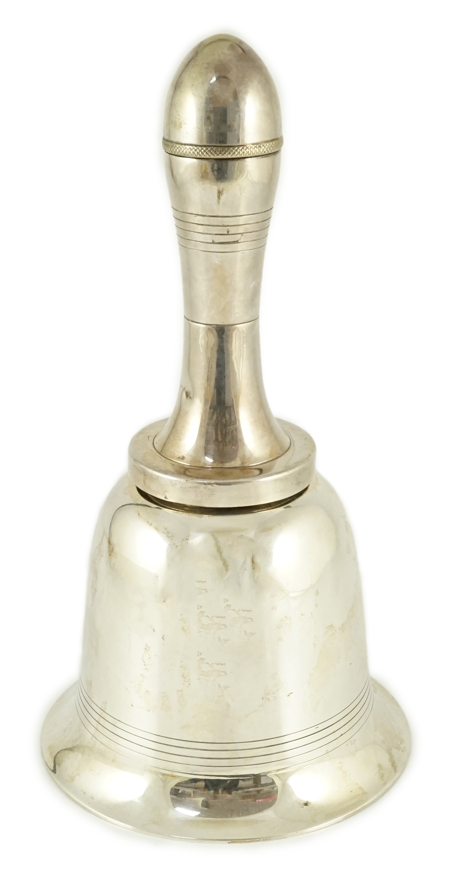 An Asprey & Co silver plated novelty 'Bell' cocktail shaker, circa 1930